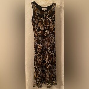 Studio I lined Brown, Tan & Black Sleeveless Dress. Size 10